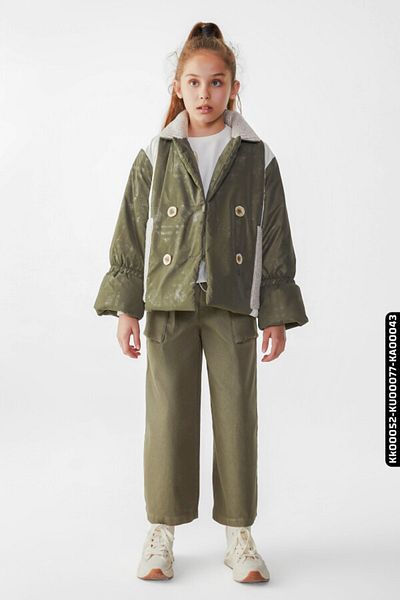 nk kids 8-14 Years Girl's Puffed Style Jacket - Large Collar and Buttons 35352