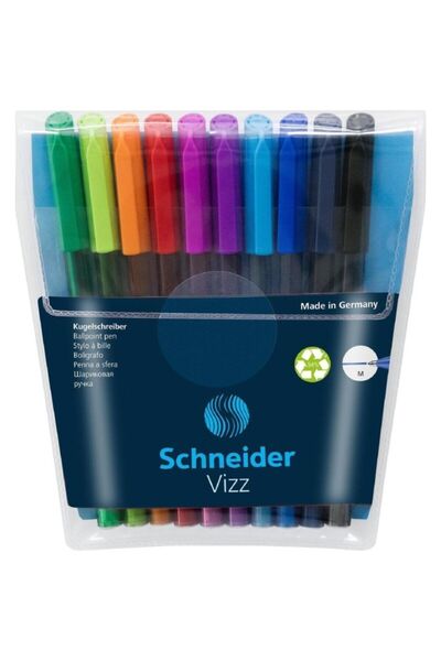 SCHNEIDER مجموعة أقلام حبر جاف Vizz مكونة من 10 أكياس