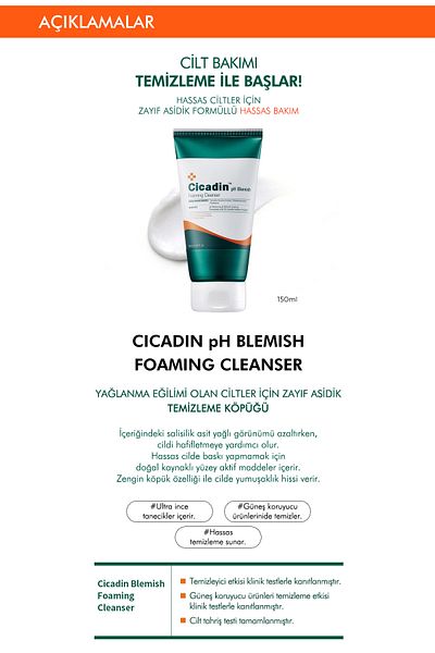 Missha Cicadin Foaming Cleanser for Face Wash - Sensitive Skin, 150ml Anti-Greasy