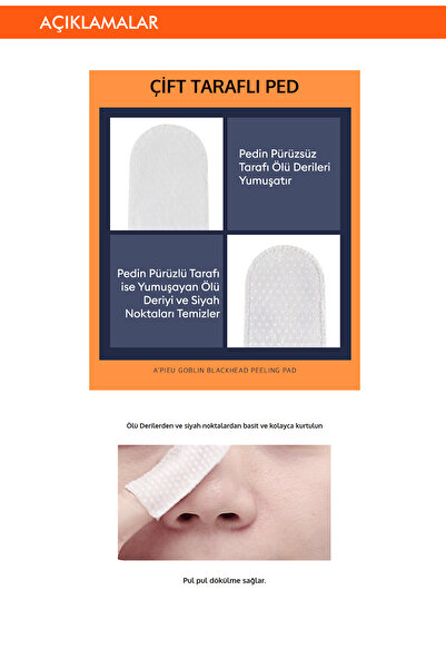Missha Siyah Nokta Temizleyici Çift Taraflı Peeling Pad A'pıeu Goblin Blackhead Peeling Pad