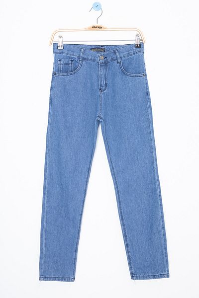 Cansın Mini Pantaloni de jeans pentru băiat, albastru, cu talie reglabilă, 20059