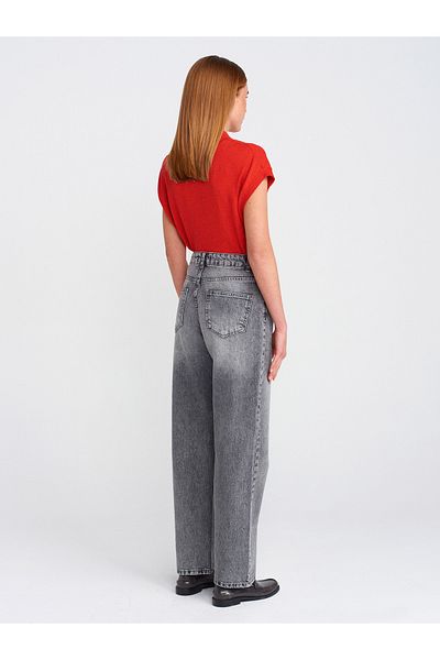 Dilvin 71772 Anthracite Denim Mom Pants - Snow Wash