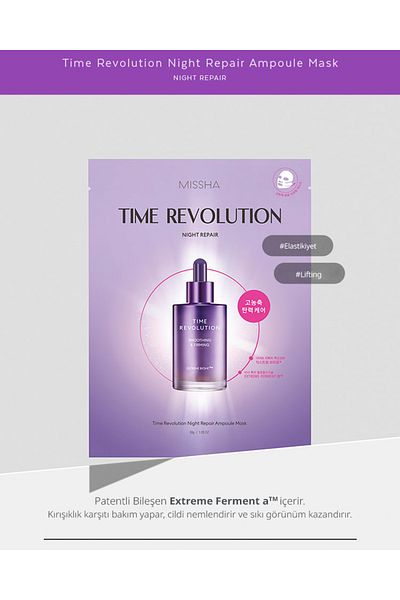 Missha Anti-Aging Fermented Ingredient Sheet Mask Time Revolution Night Repair Ampoule Mask
