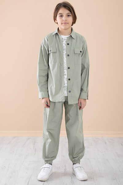 Cansın Mini Light Khaki Boy's Chest Pocket 3 Piece Suit 20352