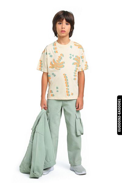 Escabel Oversize Zippered Cargo Double Pocket Wide Leg Boy's Trousers 5-14 Years 2421