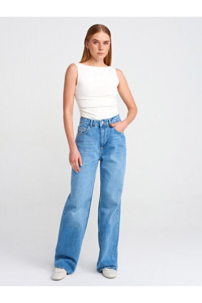 Dilvin 31589 Gathered Boat Neck Top-Ecru