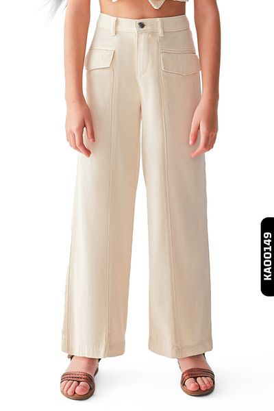 nk kids 8-14 Years Old Girl's Trousers - Elastic Waist, Belt and Flannel Pocket, Wide Leg 56710