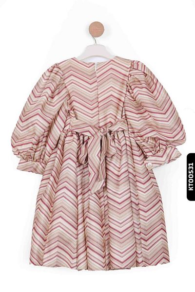 Belladonna Φόρεμα για κορίτσι με μανίκια με μπαλόνι Princess Molded Chevron Patterned Hat 4-12 Ηλικίες 6504