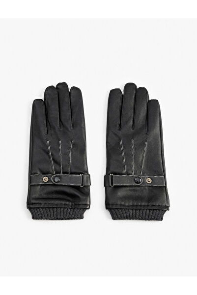 Koton Suni Deri Eldiven Çıt Çıt Düğmeli Dikiş Detaylı