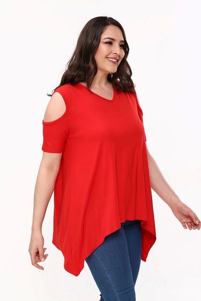 aytemas Asymmetrical Blouse with Window on the Shoulders