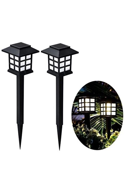 2 Pieces Solar Garden Lamps with Street Lamp Design Solar Powered Lighting