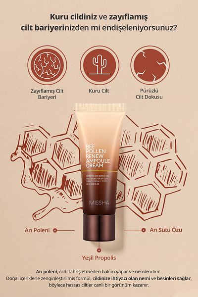 Missha Cream Bee Pollen Renew Ampoule for Dry and Lively Skin with Bee Pollen