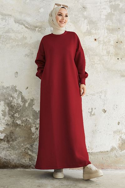 InStyle Rochie Nevra Scuba Burgundy cu buzunare