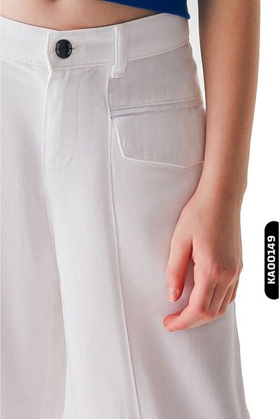 nk kids 8-14 Years Old Girl's Trousers - Elastic Waist, Belt and Flannel Pocket, Wide Leg 56710