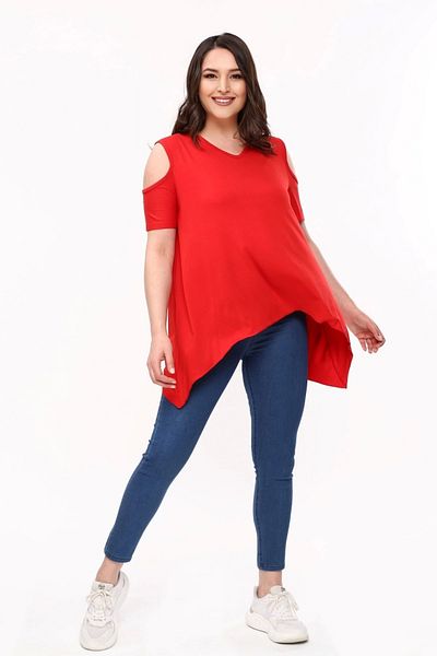 aytemas Asymmetrical Blouse with Window on the Shoulders