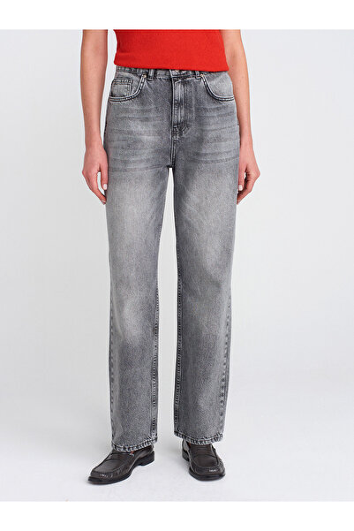 Dilvin 71772 Anthracite Denim Mom Pants - Snow Wash