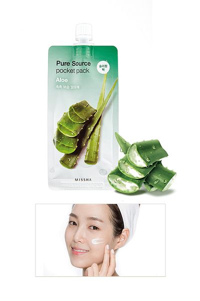 Missha Aloe Vera Extract Intensive Moisturizing Sleeping Mask Pure Source Pocket Pack (Aloe)
