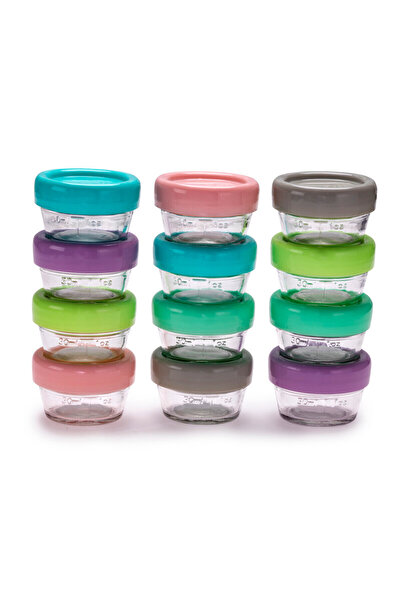 Melii حافظة طعام زجاجية 2 أونصة 12 قطعة