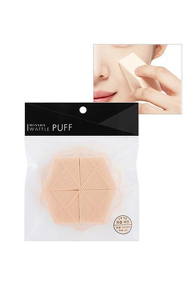 Missha Cornered Makeup Sponge Waffle Puff Providing Smooth Application (4 Pcs)