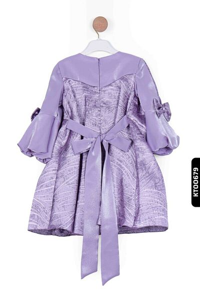 XO Kids Rochie pliată pentru fete cu decolteu O și mâneci cu șnur 3-10 ani - 923