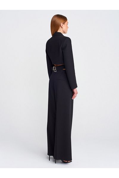 Dilvin 71606 Extra Wide Leg Adjustable Trousers-Black