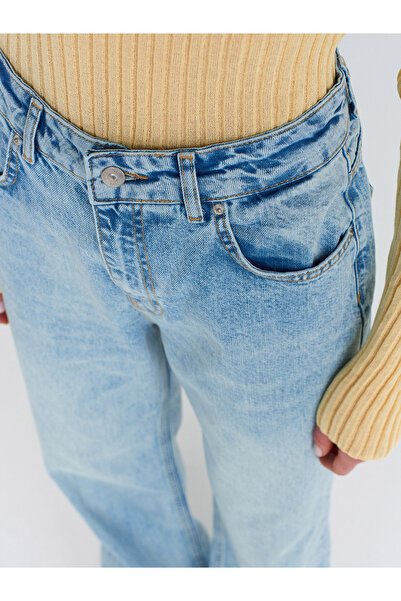 Dilvin 71777 Pantaloni din denim cu picioare largi - Spalare cu zăpadă ușoară, nuanță