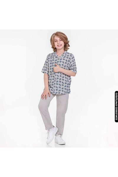 XO Kids Cămașă de in pentru băiat de 8-14 ani - cu model, Egml09021