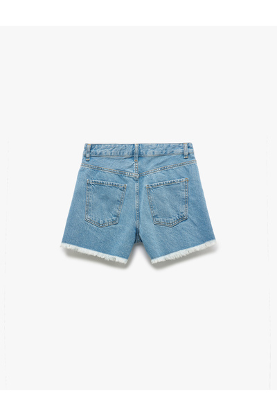 Koton Düğmeli Pis Paça Cep Detaylı Rahat Kalıp Denim Şort