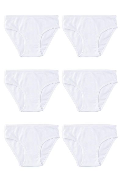 BAYKAR Set de bikini pentru fete din bumbac organic de bază cu coaste de 6 piese alb