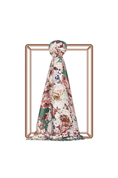 ipekevi Gül Deryası Desenli İpek Şal 5932-Verde