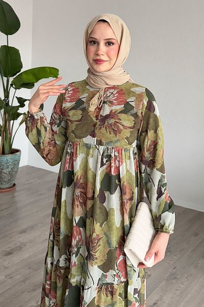 InStyle Πράσινο φόρεμα σιφόν με σχέδιο με πατιλέτα