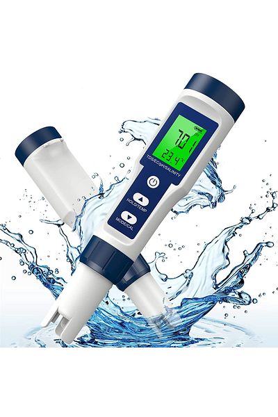 COOYA 5 in 1 Digital Salinity PH Temp EC and TDS Meter, intuitive display, for Saltwater, Drinking Water