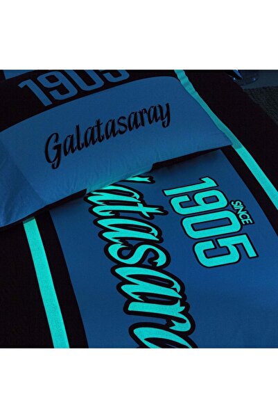 Taç Taç Taraftar Lisanslı Ranforce Çarşafı Lastikli Tek Kişilik Nevresim Takımı-Galatasaray 1905 Glow