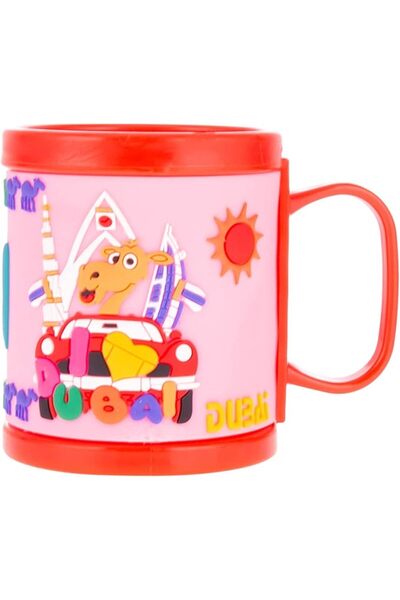 AKDC AKDC Dubai Mug - Red Color With Cartoon Prints - Microwave Safe L(11Cm) Xw(8Cm) Xh(9Cm) Red