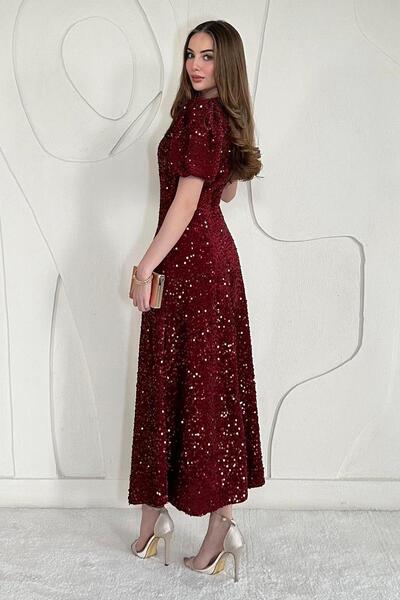 Elbee Fashion Woman Midi Boy Pul Payet Elbise