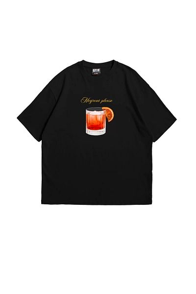 Sekizbiraltı Negroni Please Black Oversize Unisex T-Shirt - Printed