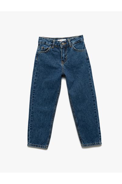 Koton Pantaloni din denim din bumbac cu talie elastică reglabilă și buzunare