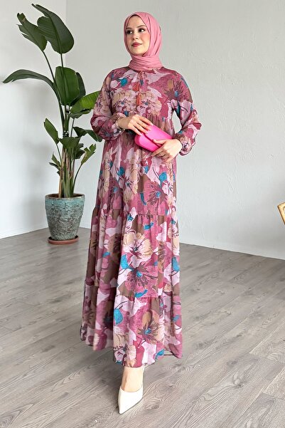 InStyle Ροζ φόρεμα σιφόν με σχισμή