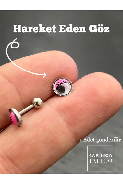 Karınca Piercing Eğlenceli Hareket Eden Göz Piercing Pembe Flat Tragus Conch Helix Kulak Kıkırdak Küpe