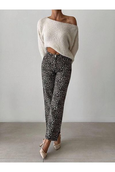 MODA Дънки с леопардови шарки за жени