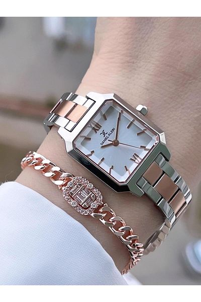 Daniel Klein 30 Mt Water Resistant Women's Wristwatch and Bracelet with Steel Cord