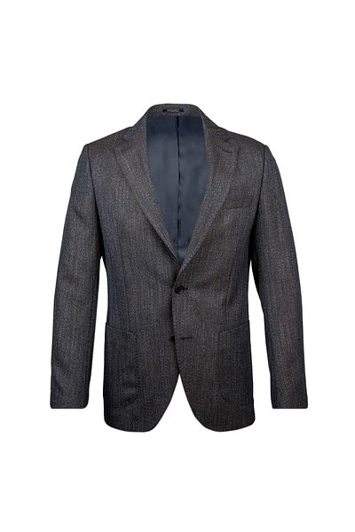 Hatemoğlu Navy Blue Comfort Fit Mono Collar Patterned Classic Jacket