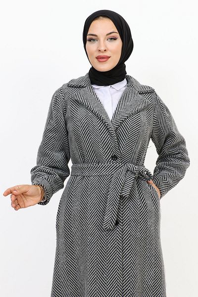Tesettür Dünyası Dvouřadý límec s knoflíky TSD231111 šedá