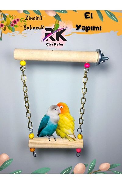 Ciko Kafes Double Sided Bird Parrot Perch with Chain