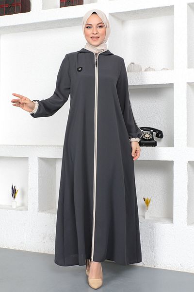 Tesettür Dünyası Barevný konec rukávu hidžáb Abaya Tsd230415 šedý