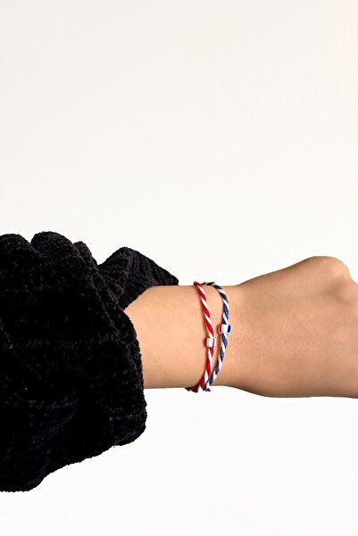 New Obsessions حزمة من 10 قطع باللونين الأحمر والأزرق والأبيض - سوار محظوظ رب...