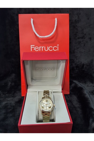 Ferrucci ساعة يد نسائية من الفولاذ ذات وظيفة FERRUCI بلون ذهبي