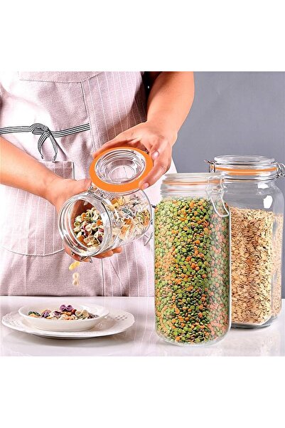 AKDC Glass Jar Canister Set of 4 (450ML) with Airtight Bamboo Lid for Kitchen Storage - YK4101