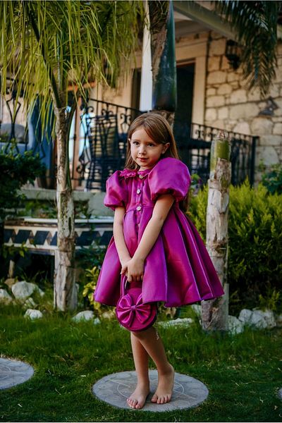 Mialora Rochie de seară scurtă pentru ocazie specială pentru fete - cu nasturi, design special - cu accesorii pentru geantă_M2445