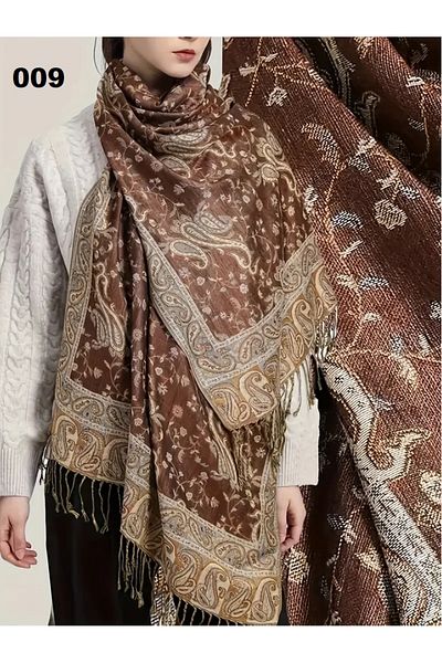 PA Paisley Pattern Women's Scarf, Soft and Warm Shawl with Long Fringes,Winter/Fall Collection,Deep Red